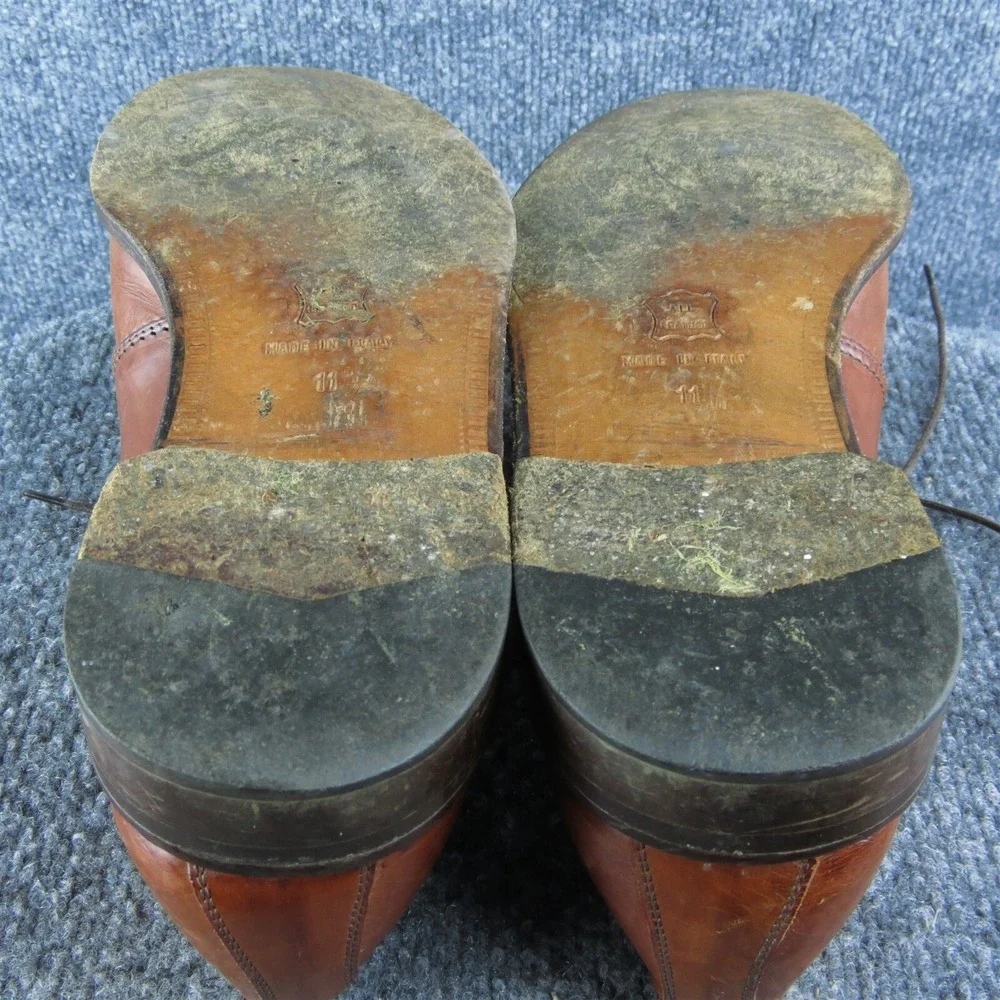 Vito Rufolo Mens Shoes‎ Size 11 Made In Italy Brown Leather Split Oxford Sharp